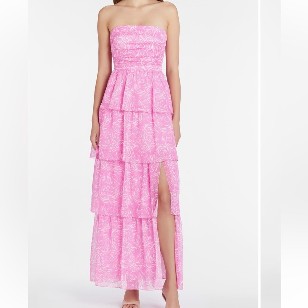 Amanda Uprichard Gaston Rosalie Strapless Tiered Dress Size S Pink